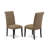 7 Piece Dining Room Furniture Set Consist of a Rectangle Dining Table and 6 Light Sable Linen Fabric Parsons Chairs, Black-1682596674-1682596673