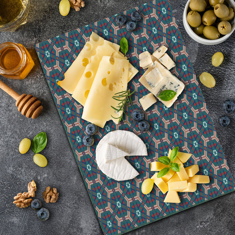 Ambesonne Traditional Cutting Board Large Size Hexagonal Tiles Multicolor