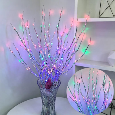 4 Pack LED Lighted Twig Branches, 20 LEDs Per Flexible Bendable Branch for Vase Fillers Home Wedding Festival Decor