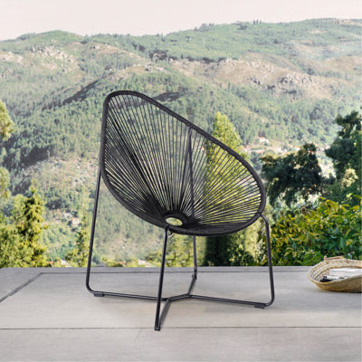 Lirren Indoor Outdoor Steel Papasan Lounge Chair With Rope