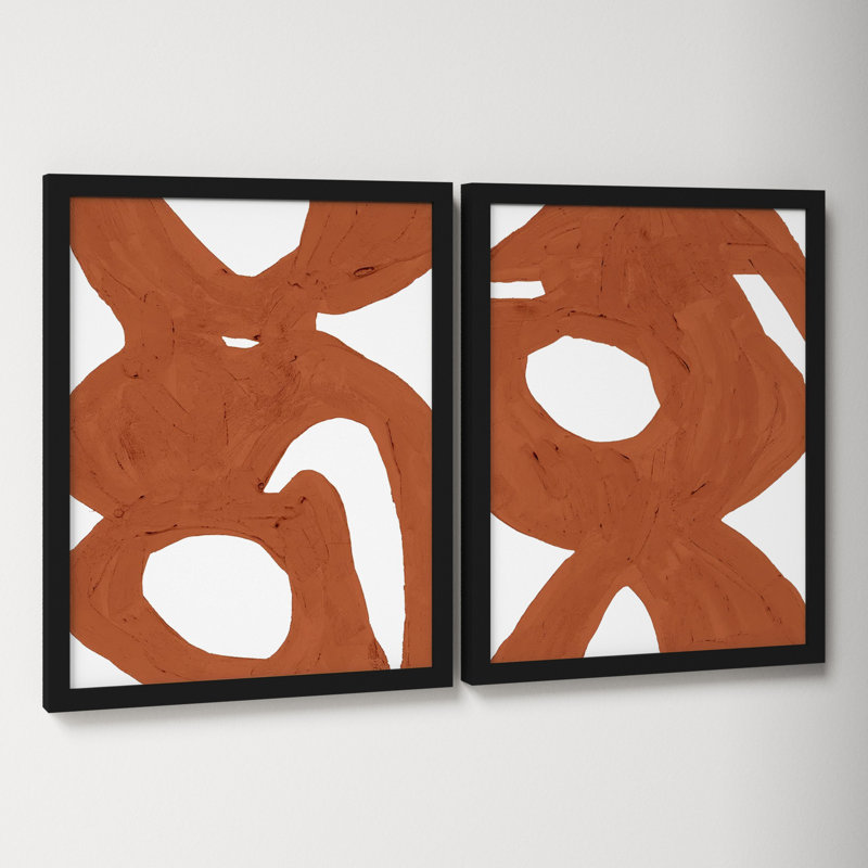 Copper Harmony Set Of 2 by Andrea Stokes, 20" H x 32" W x 1.25" D, Black Framed