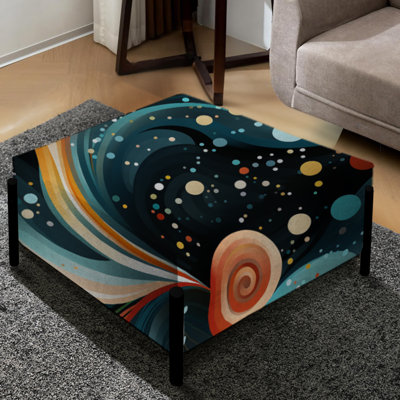Grand repose-pieds carré bleu sarcelle et orange Enchanted Waves Harmony