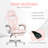 Inbox Zero Creaser Adjustable Reclining Ergonomic Faux Leather Swiveling PC & Racing Game Chair with Footrest in Pink