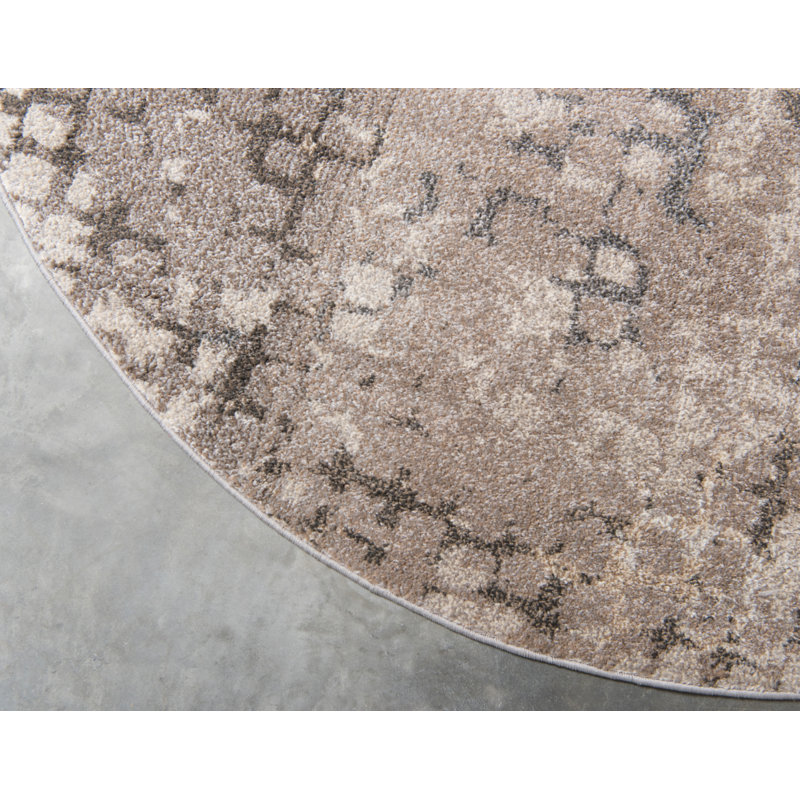 Tapis abstrait gris Hashimoto, Rond 8 pi