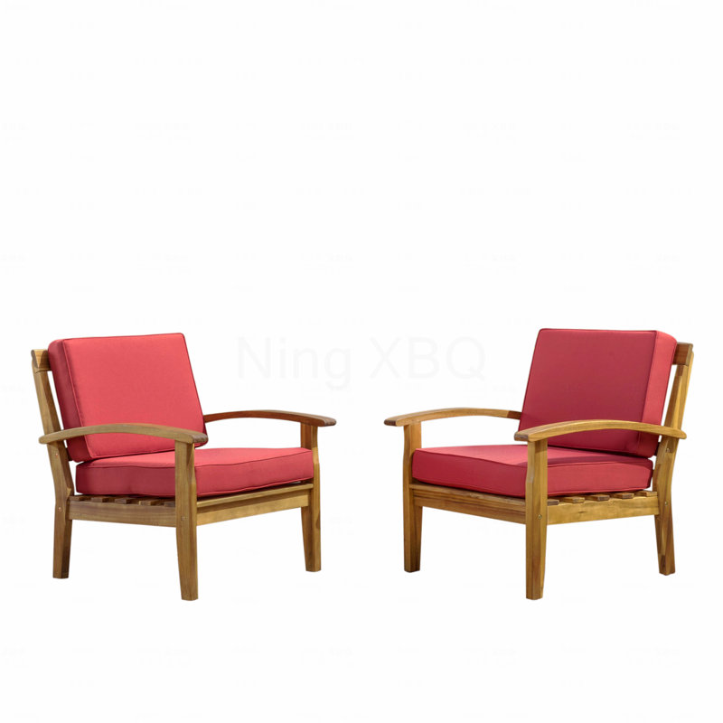 Patio Club Chair, Red, Teak