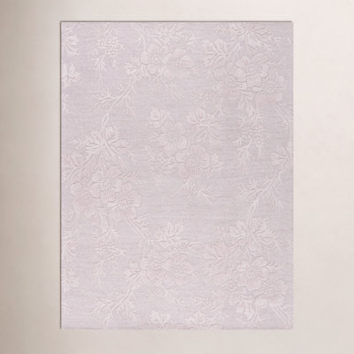 Light Pink Hand-Tufted Floral Wool Rug