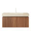 Meuble-lavabo 36 po avec comptoir en pierre frittée et lavabo en céramique, porte de tiroir flottante en contreplaqué, pré-assemblé, chêne brun, glissières à fermeture en douceur, lavabo haute performance, comptoir, percé dans le lavabo