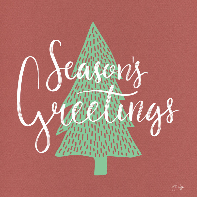«Season's Greetings» par Yass Naffas Designs, art textuel, H 12 po x l 12 po, Non, Toile encadrée noire