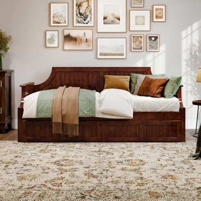 Antavious Coastal Cottage Solid Wood Twin Daybed with Storage Drawers by Lark Manor