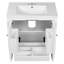 Meuble-lavabo autoportant de 60 po avec lavabo double, structure en bois massif, panneau, trop-plein en céramique, style rétro, tablettes réglables, planches, design rétro, tablettes