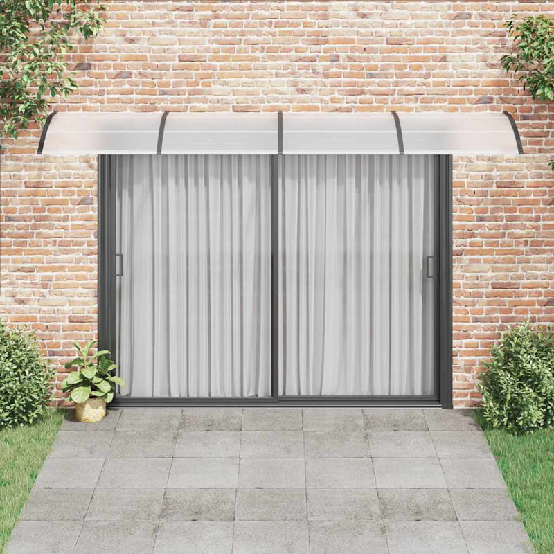 Door Canopy Black Polycarbonate ABS Aluminum 157.5 x 39.4 in Large Outdoor Door Sun Protection, 39.4" H x 157.5" W x 0.2" D