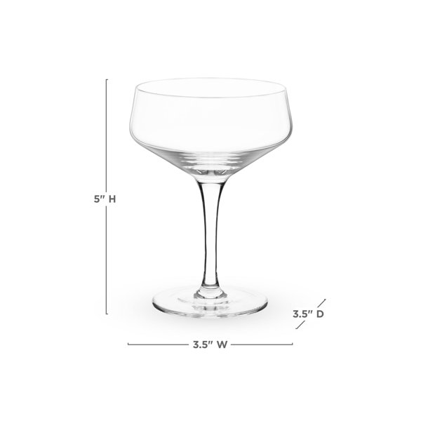 Viski Raye Angled Stemmed Crystal Coupe Cocktail glassess, Champagne Coupe  Glasses, Drinkware Set, Espresso Martini glasses set of 4, 7oz