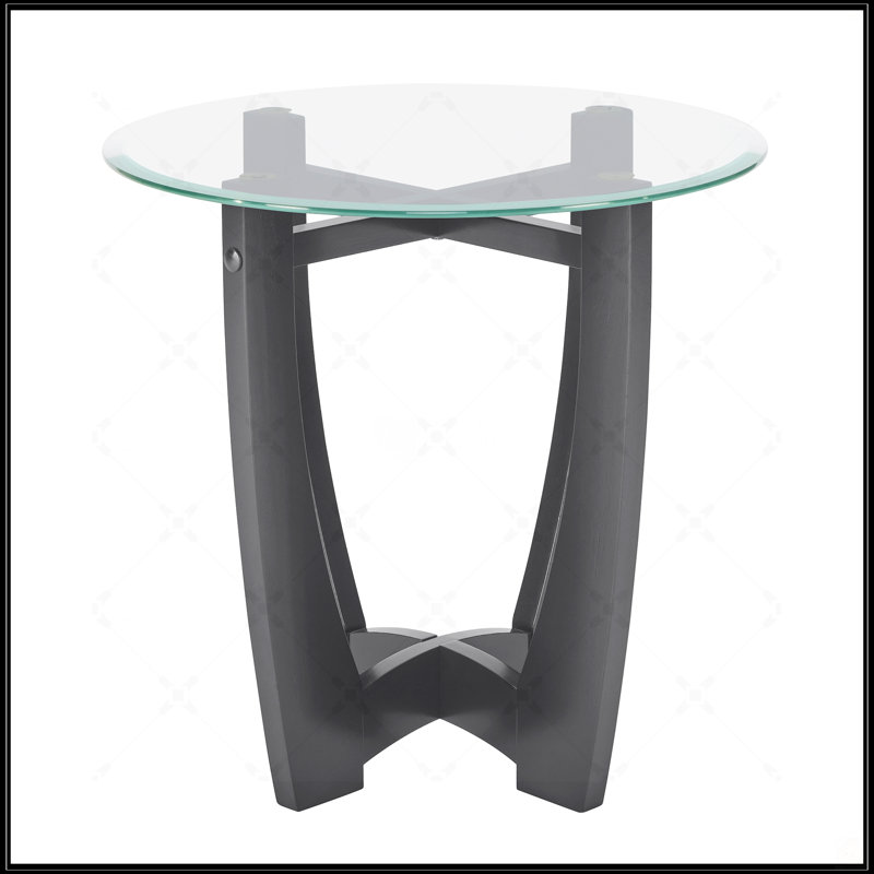 Table basse ronde en verre 23,5 pouces, Noir
