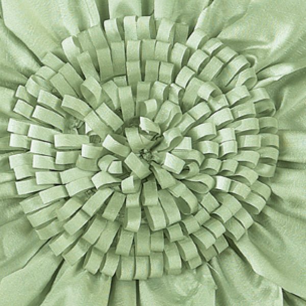 Sage Polyester 17" Pillow Cover with 3D Floral Design