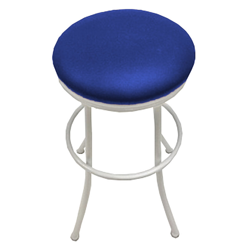 Swivel Upholstered Counter Stool with Metal Frame, Blue, White, Extra Tall (35" Seat Height)