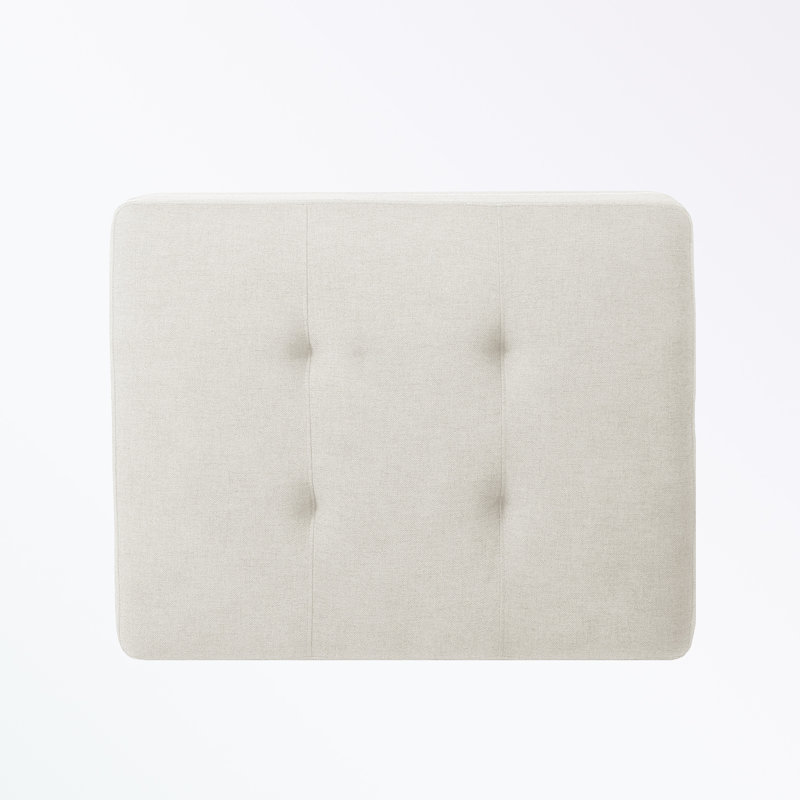 Anjuman Upholstered Ottoman, Ivory Polyester, Ivory 