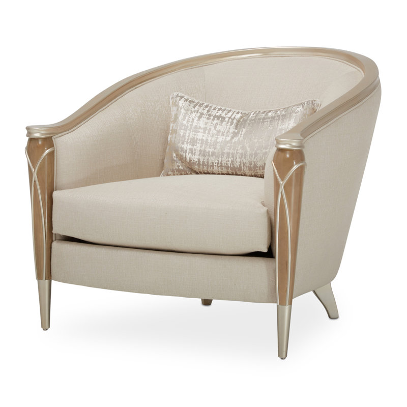 Villa Cherie 35'' Wide Barrel Chair, Pearl 100% Polyester