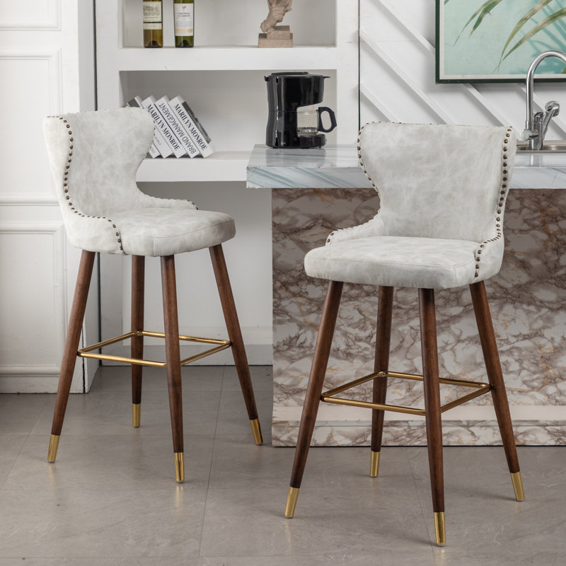 Tabouret de bar et de comptoir Caralie, Tabouret de bar (siège d'une hauteur de 29,5 po), Blanc