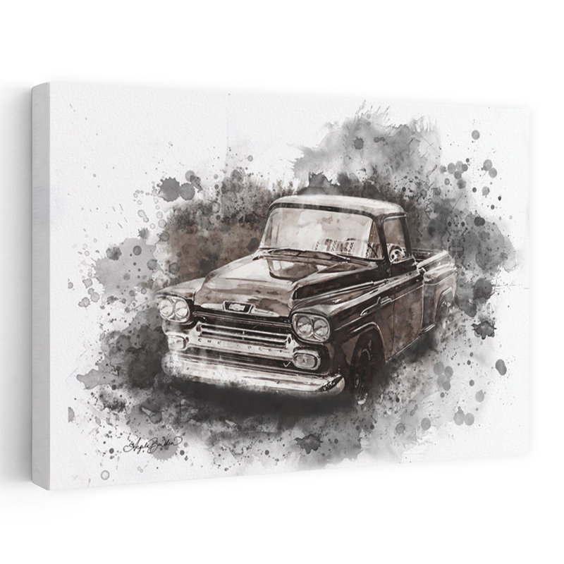 «Old Chevy», art contemporain abstrait, H 16 po x l 24 po