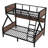 Twin over Full Bunk Bed, Metal Bunk Bed with LED Lights, Built-in Storage Shelves, Space-Saving, Quiet & Sturdy, Black-1220669603