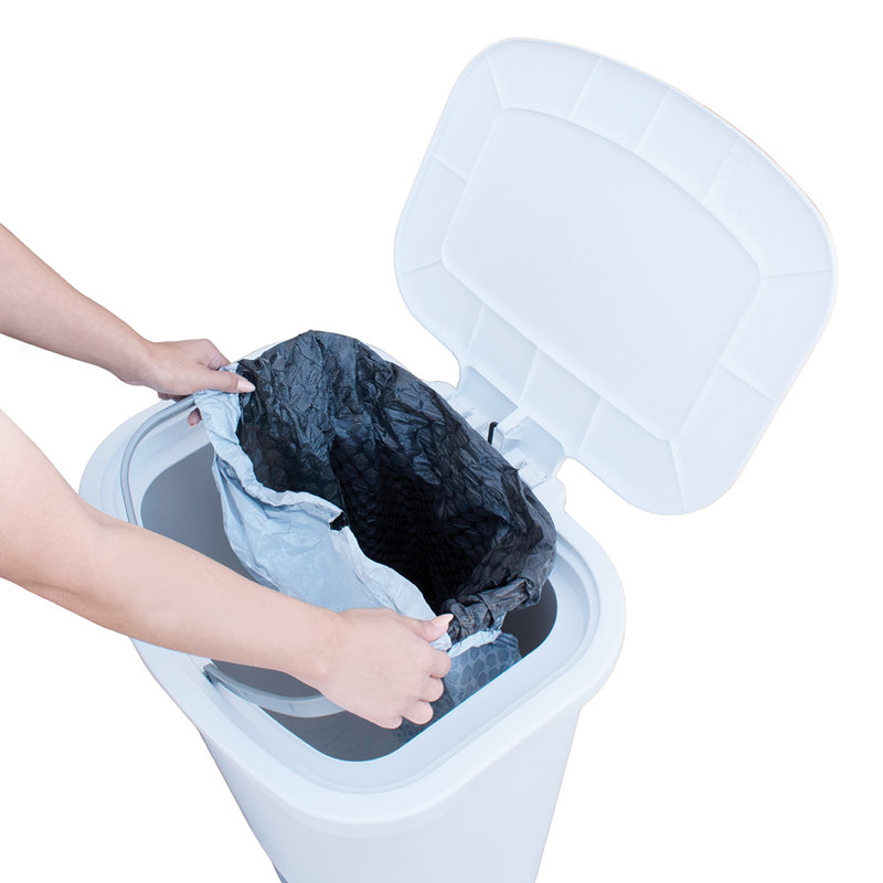 GLAD™ White Plastic Step Trash Can, 26.53" H x 20.25" W x 15.97" D, 20
