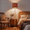 Lampe sur pied 62,5 "en faux bois avec abat-jour en rotin Farmhouse