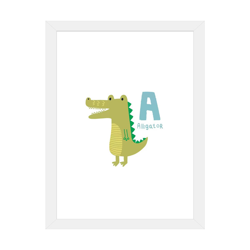 Animal Alphabet - A - impression d'art graphique, H 32 po x l 24 po x P 1 po, Papier encadré blanc, Blanc