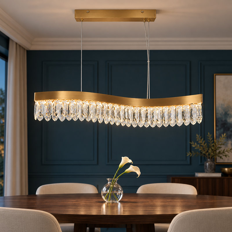 Luminaire suspendu pour îlot de cuisine en cristal à 1 lumière DEL Barela