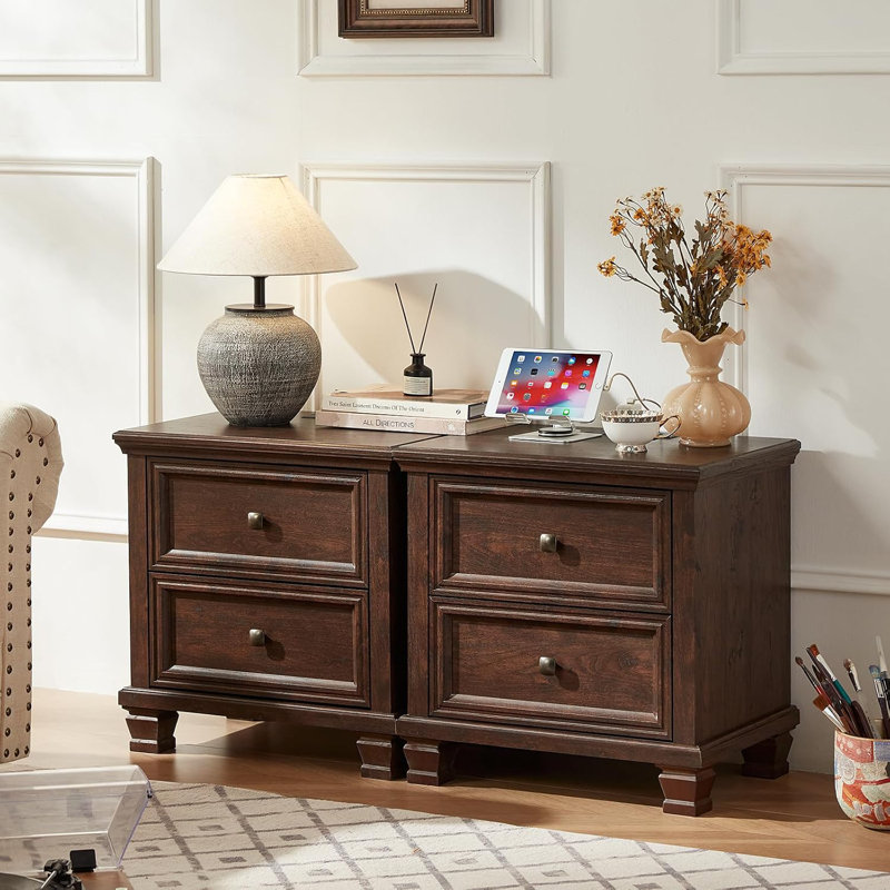 Simple And Low Bedside Table, Brown, Brown