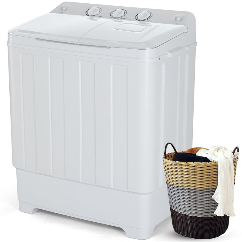 30Lbs High Efficiency Portable Washer & Spinning Dryer Combo 19Lbs Washer/11Lbs Spinner With Drain Pump, White
