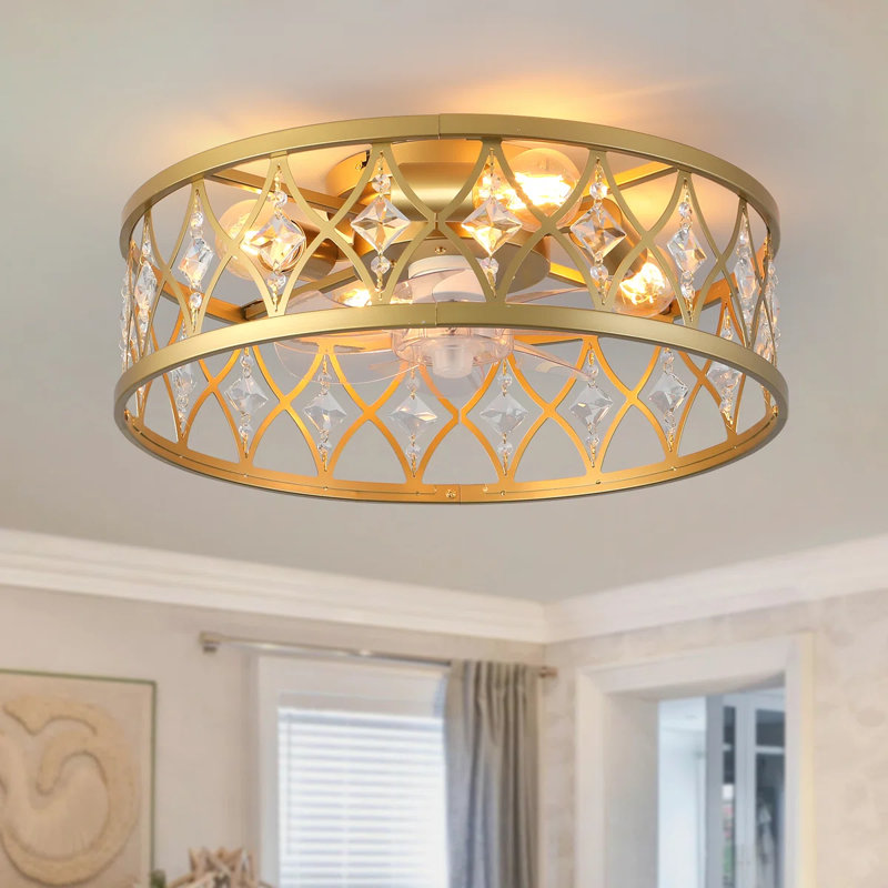 Ventilateur de plafond en cristal réversible sans lame 20 "avec ensemble d'éclairage et télécommande