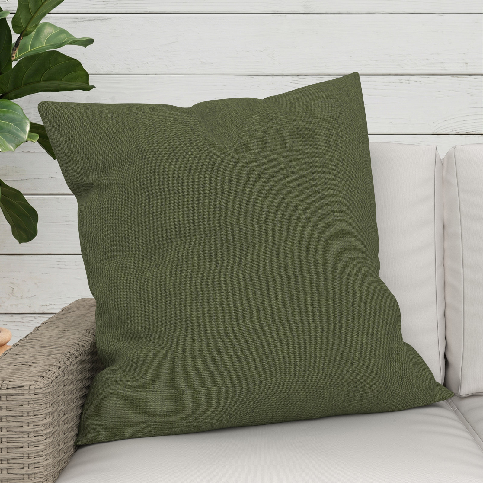 Indoor/Outdoor Throw Pillow, Square 24", Sunbrella Canvas Fern