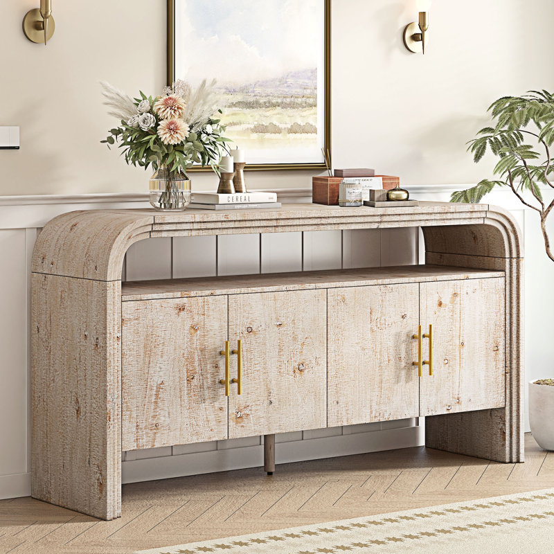 Storage Cabinet Sideboard, Natural Wood