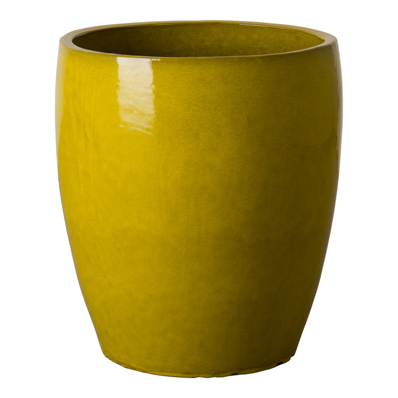 Polygala Handmade Ceramic Pot Planter, 21" H x 18" W x 18" D, Mustard Yellow