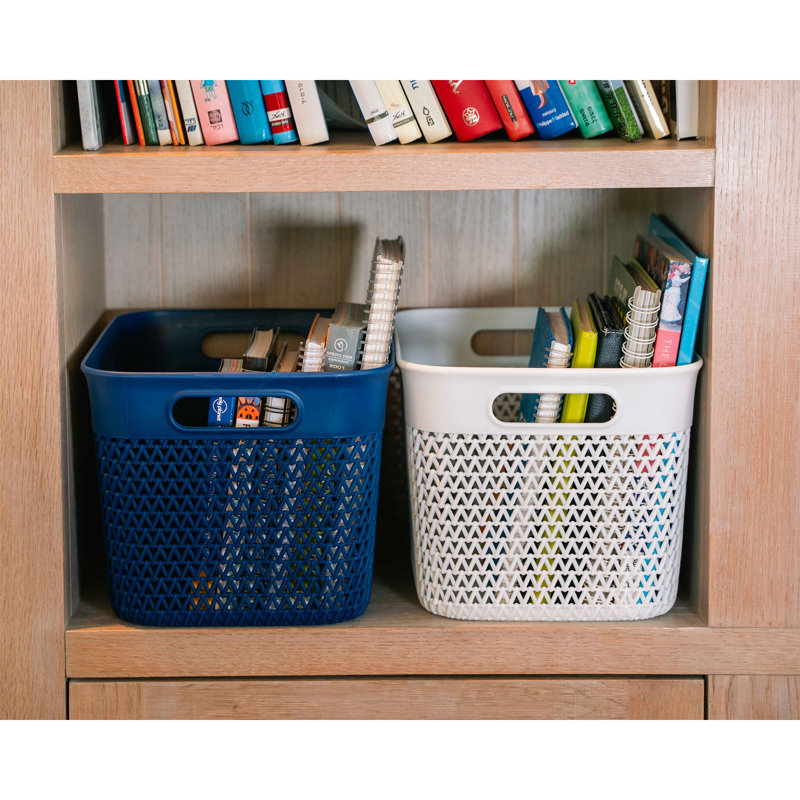 16 Qt Decorative Storage Basket, Large Home Organizer, 4 Pack, White