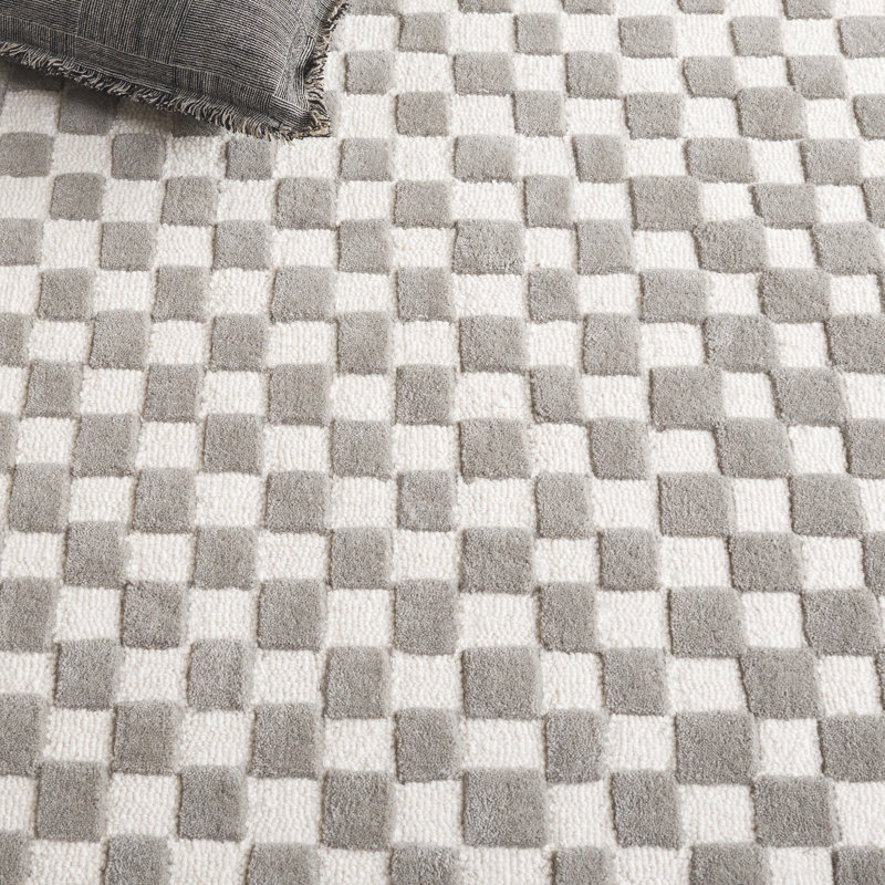 Arbyrd Hand Tufted Wool Pile Checkered Rug, Rectangle 5' x 8'