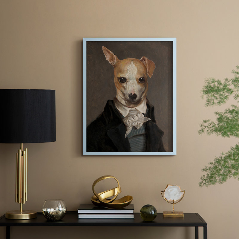 Reproduction encadrée raffinée Fido - bois massif, H 11 po x l 9 po, Bleu