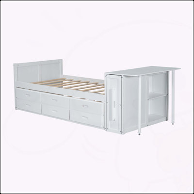 Versatile Twin Wood Platform Bed with Multiple Functionalities for Space Optimization
