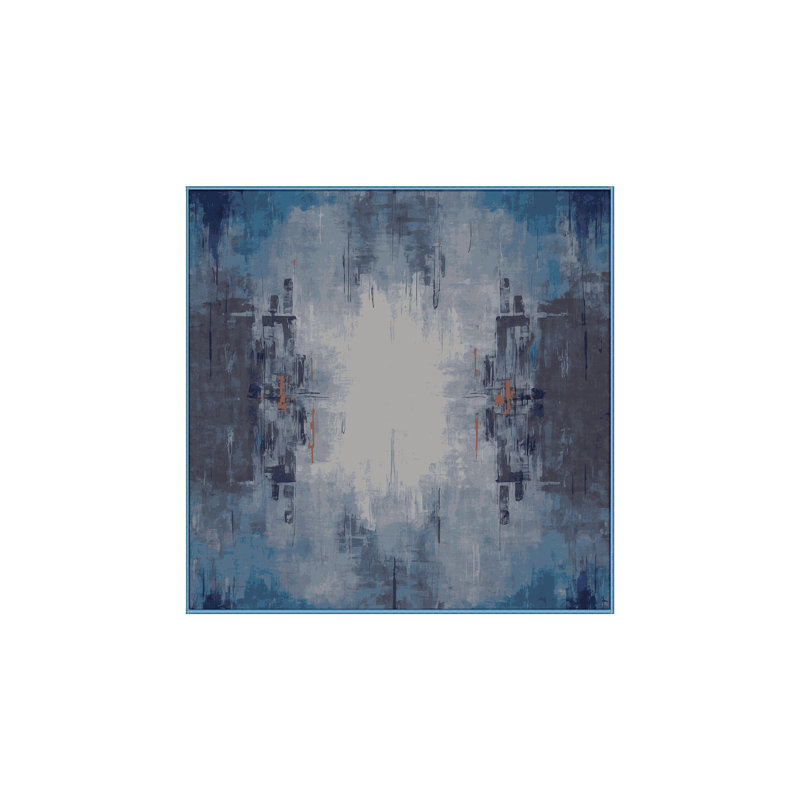 Machine Washable Blue Area Rug, Square 6'