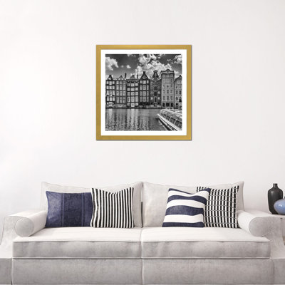 Damrak Amsterdam et maisons de danse | Monochrome par Melanie Viola-reproduction de photo