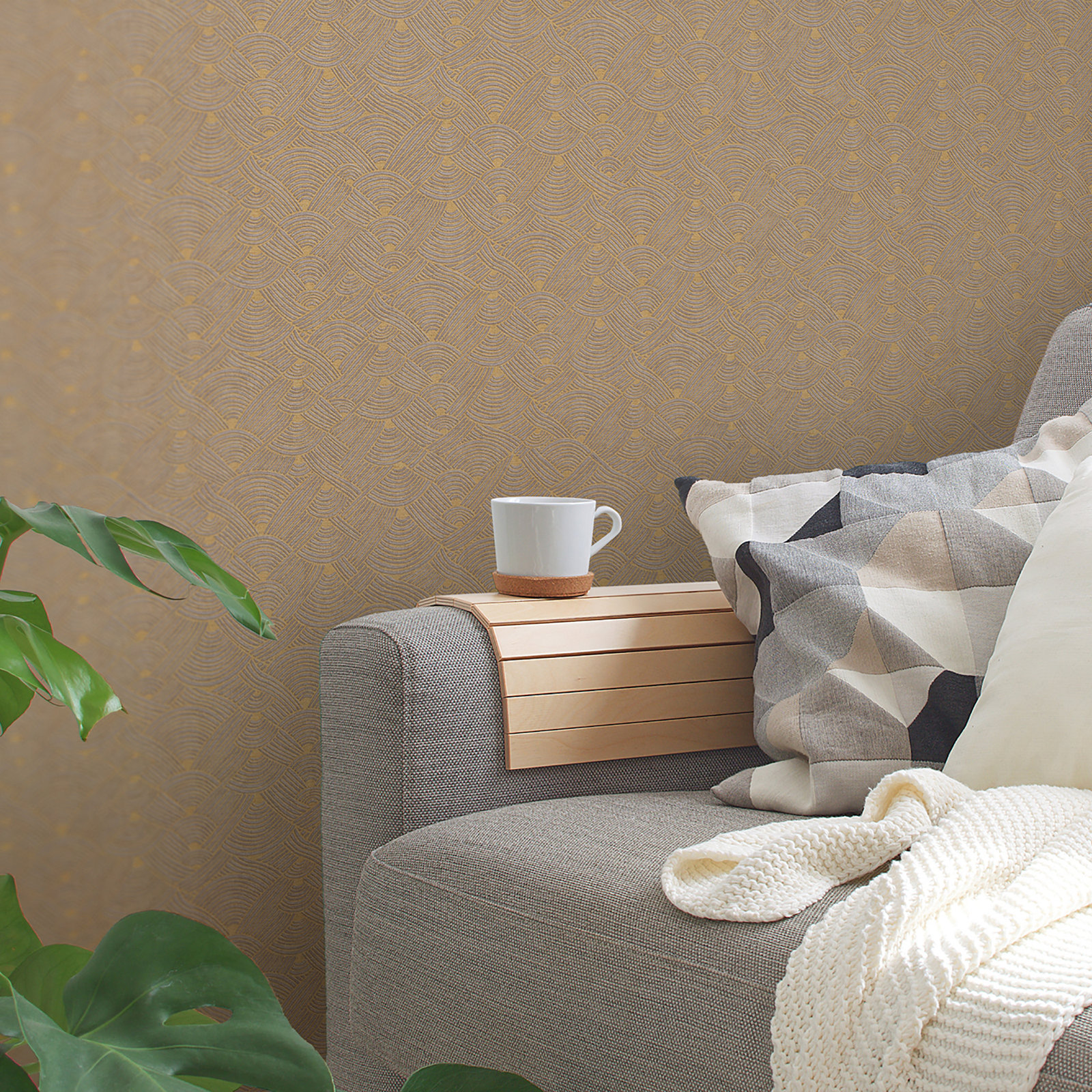 Fusion Wallpaper Roll, Gray/Yellow