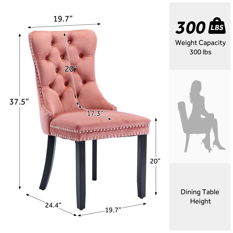 Chaise de salle à manger Kenta, Noir, Rose