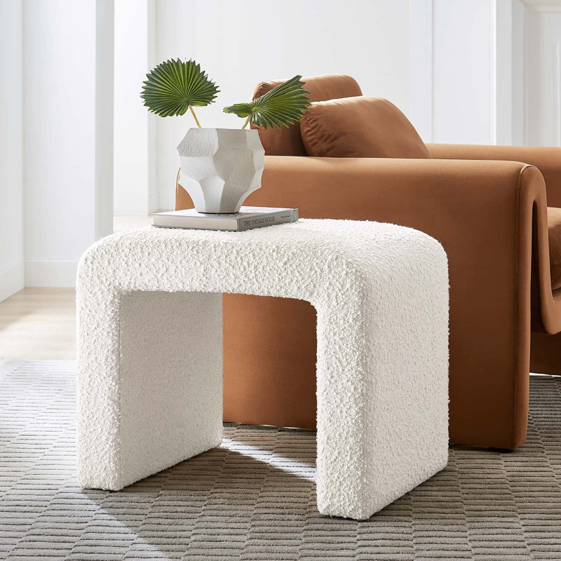 Modway Simba Solid Wood Accent Stool, Ivory