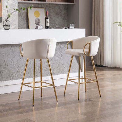 Dardar Stools, with Chrome Footrest and Base /Golden Leg Simple Stool