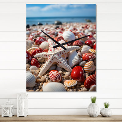 Coastal Shells In The Beach II - Animals Modern Wall Clock