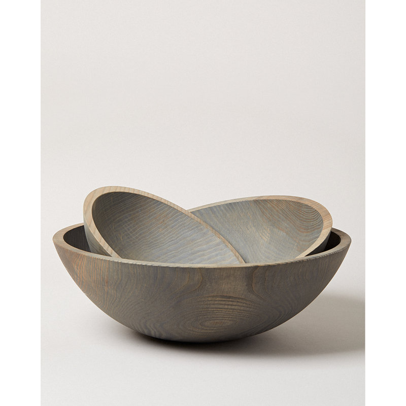 Wood Salad Bowl, Gray, 15"