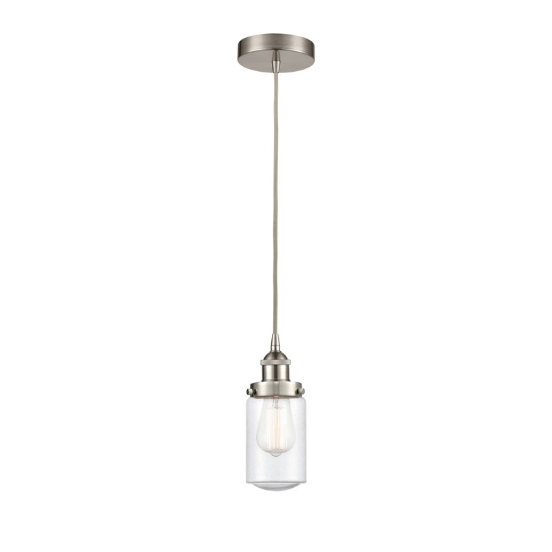 Luminaire suspendu cylindrique à 1 lumière Saroyan, Nickel satiné brossé, Bullé