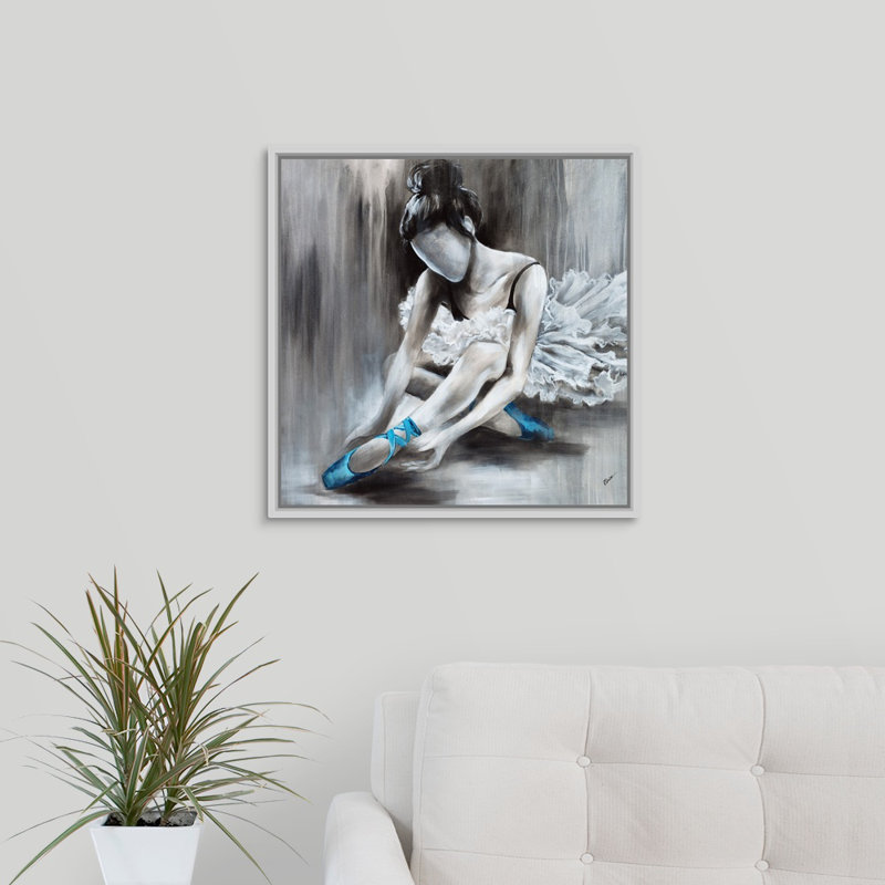 « et grâce i », peinture sur toile, H 21,7 po x l 21,7 po x p 1,75 po, Cadre flottant blanc