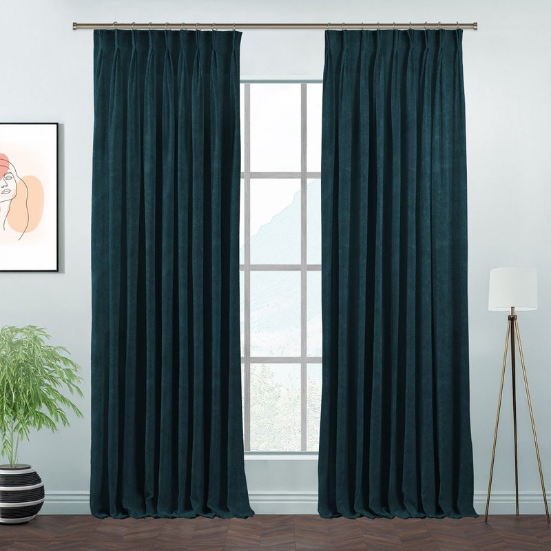 Room Darkening Single Curtain Panel, 130 W x 500 D cm, Dark Blue