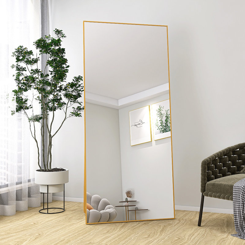 Aluminium Rectangle Floor Mirror, Gold, Rectangular, 180 cm H x 80 cm W